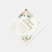 赤面金ゴールドフローラブランチとバブリー スタンダードカクテルナプキン (角)