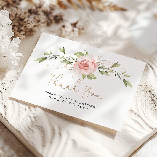 赤面金ゴールドフローラベビーシャワー感謝していユー カード