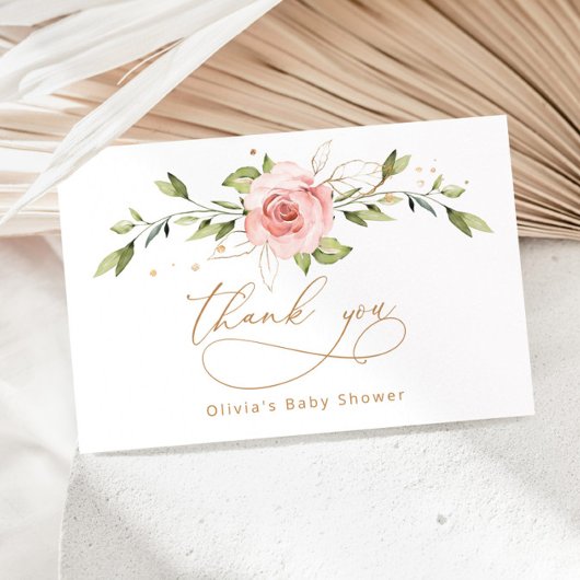 赤面金ゴールドフローラベビーシャワー感謝していユー カード