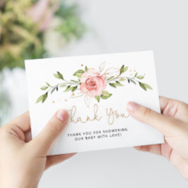 赤面金ゴールドフローラベビーシャワー感謝していユー カード