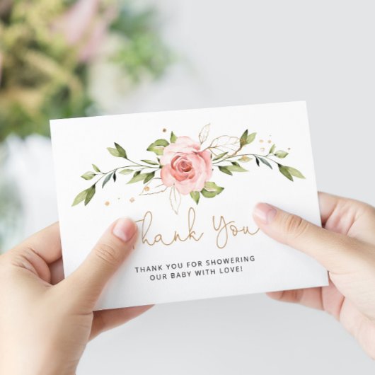 赤面金ゴールドフローラベビーシャワー感謝していユー カード
