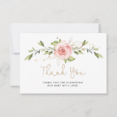 赤面金ゴールドフローラベビーシャワー感謝していユー カード (正面)