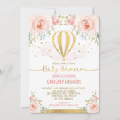 赤面金ゴールドフローラホットエアバルーンガールベビーシャワー 招待状 (正面)