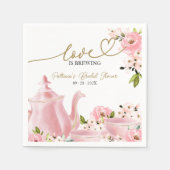 赤面金ゴールドフローララブイズブルーイングブライダルシャワー スタンダードカクテルナプキン (正面)