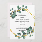 赤面金ゴールドフローラ幾何キンセアニェラ招待状 招待状 (正面/裏面)