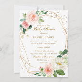 赤面金ゴールドフローラ幾何学的ベビーシャワー招待状 招待状 (正面)