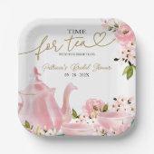 赤面金ゴールドフローラ時間for Teaブライダルシャワー ペーパープレート (正面)