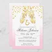 赤面金ゴールドブライダルブランチアンドバブリー招待状 招待状 (正面/裏面)