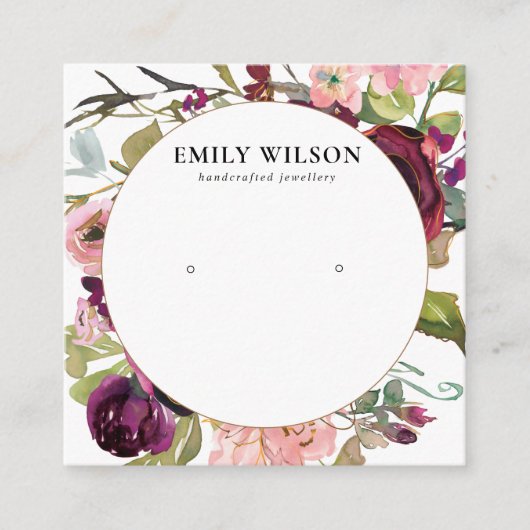 赤面金ゴールドブルゴーニュバラフローライヤリングディスプレイ スクエア名刺 (正面)