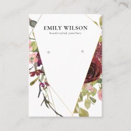 赤面金ゴールドブルゴーニュバラフローライヤリングディスプレイ 名刺