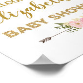 赤面金ゴールドプオニースシックベビーシャワーウェルカム ポスター (角)