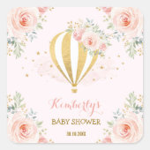赤面金ゴールドホットエアバルーンピンクフローラパーティーのお気に入り スクエアシール (正面)