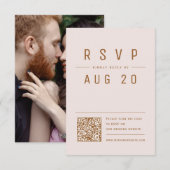 赤面金ゴールドモダンシックシンプルタイポグラフィQRコード 出欠カード (正面/裏面)