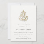 赤面金ゴールドワイルドフラワーガネーシュインディアン誕生日 招待状 (正面)