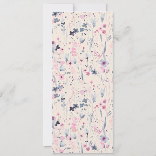 赤面金ゴールドワイルドフラワークリシュナインディアン結婚のメニュー 招待状 (裏面)