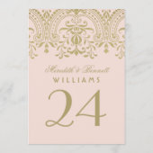 赤面金ゴールドヴィンテージグ結婚ラマーの表番号 招待状 (裏面)