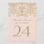 赤面金ゴールドヴィンテージグ結婚ラマーの表番号 招待状 (正面)