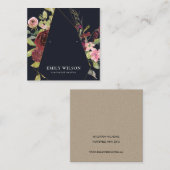 赤面金ゴールド包装バラフローライヤリングディスプレイ スクエア名刺 (正面/裏面)