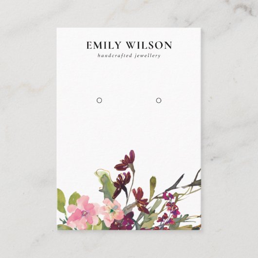 赤面金ゴールド包装バラフローライヤリングディスプレイ 名刺 (正面)