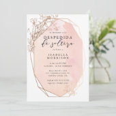 赤面金ゴールド幾何学的フローラスペインのブライダルシャワー 招待状 (スタンド正面)