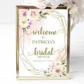 赤面金ゴールド幾何学的フローラブライダルシャワーへようこそ ポスター