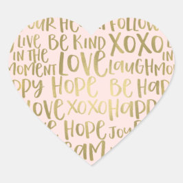 赤面金ゴールド感動的語 ハートシール