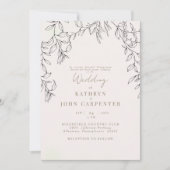 赤面金ゴールド文字の葉の花嫁結婚の両親 招待状 (正面)