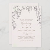 赤面金ゴールド文字の葉の花嫁結婚の両親 招待状 (正面/裏面)