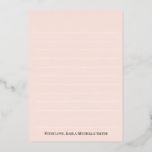 赤面金ゴールド書道写真卒業ありがとう 箔招待状 (裏面)