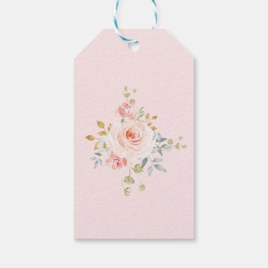 赤面金ゴールド水の色フローラ結婚披露宴の好意 ギフトタグ (裏面)