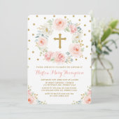 赤面金ゴールド水カラーフローラバプテスマ《キリスト教》洗礼式や命名式 招待状 (スタンド正面)