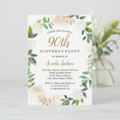 赤面金ゴールド水彩リース90誕生日 招待状 (スタンド正面)