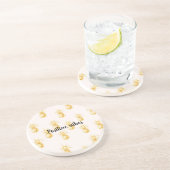 赤面金ゴールド熱帯パイナップルパーソナライズされた引用文 コースター (側面)