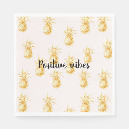 赤面金ゴールド熱帯パイナップルパーソナライズされた引用文 スタンダードランチョンナプキン