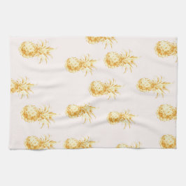 赤面金ゴールド熱帯パイナップル キッチンタオル