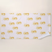 赤面金ゴールド熱帯パイナップル ビーチタオル (正面)