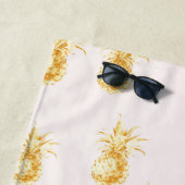 赤面金ゴールド熱帯パイナップル ビーチタオル (インサイチュ)