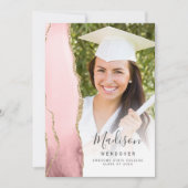 赤面金ゴールド瑪瑙の写真卒業の発表 招待状 (正面)