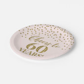 赤面金ゴールド紙吹雪応援から60年誕生日 ペーパープレート (アングル)