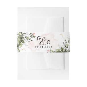 赤面金ゴールド緑色多肉質ダスティブルー結婚ズ 招待状ベリーバンド