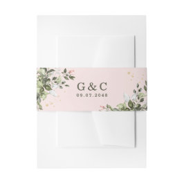 赤面金ゴールド緑色多肉質ダスティブルー結婚ズ 招待状ベリーバンド