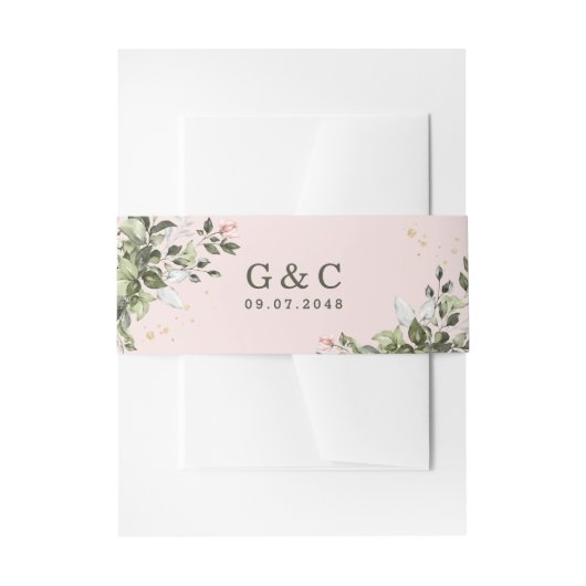 赤面金ゴールド緑色多肉質ダスティブルー結婚ズ 招待状ベリーバンド (正面例)