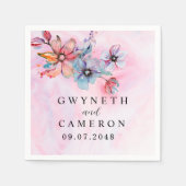 赤面金ゴールド緑色多肉質ダスティブルー結婚ズN スタンダードカクテルナプキン (正面)