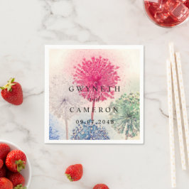 赤面金ゴールド緑色多肉質ダスティブルー結婚ズN スタンダードカクテルナプキン