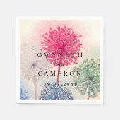 赤面金ゴールド緑色多肉質ダスティブルー結婚ズN スタンダードカクテルナプキン (正面)