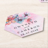 赤面金ゴールド緑色多肉質ダスティブルー結婚ズN ペーパーコースター (アングル)