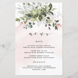 赤面金ゴールド緑豊かなブルー結婚のメニューカード