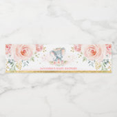 赤面金ゴールド象女の子ベビーシャワーの好意 ペットボトルラベル (シングルラベル)