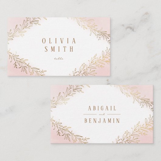 赤面金ゴールド金箔の植物優雅な結婚式 プレイスカード (正面/裏面)
