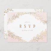 赤面金ゴールド金箔植物優雅な結婚式RSVP インビテーションポストカード (正面/裏面)